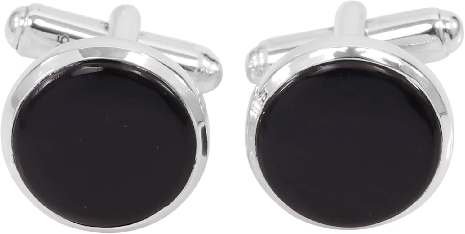 Black Onyx Stone Cufflinks Jewelry for Men 925 Sterling Silver, Cuff Links for Wedding Party Unique Gift