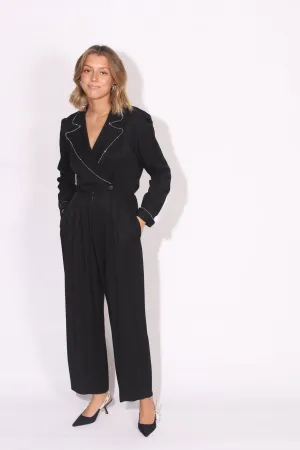 Black Studded Trim Jumpsuit