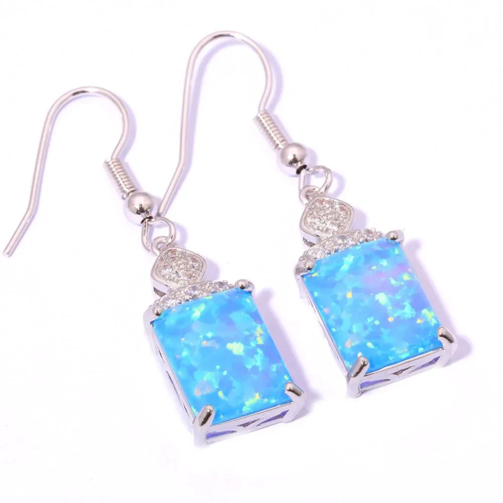 Blue Fire Opal Earrings