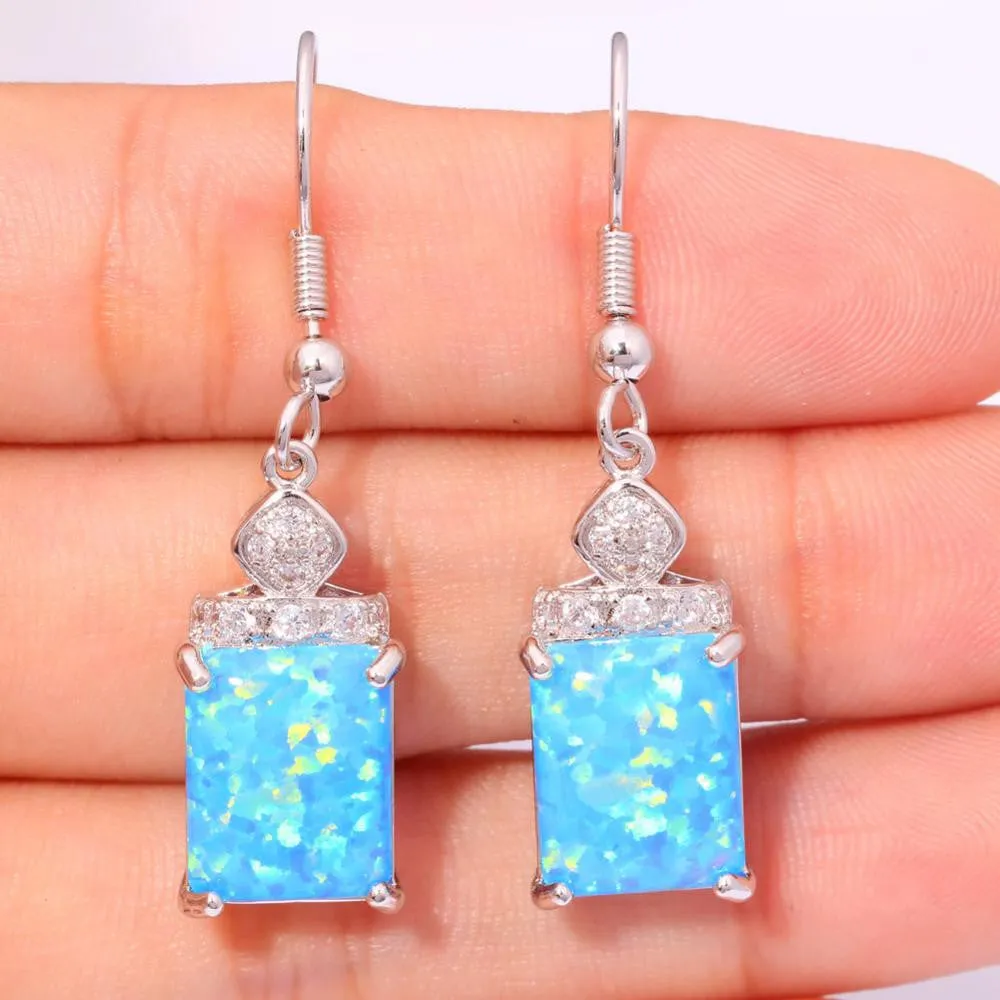 Blue Fire Opal Earrings