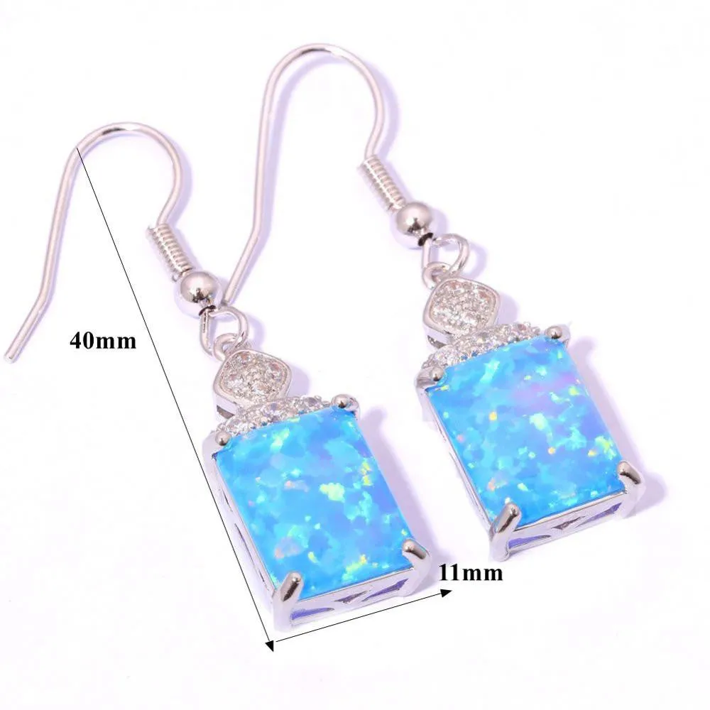 Blue Fire Opal Earrings
