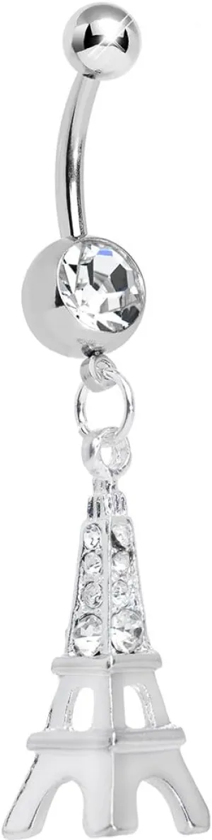 Body Candy Clear Elegant Eiffel Tower Dangle Belly Ring