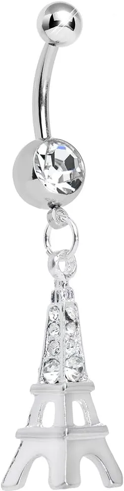 Body Candy Clear Elegant Eiffel Tower Dangle Belly Ring