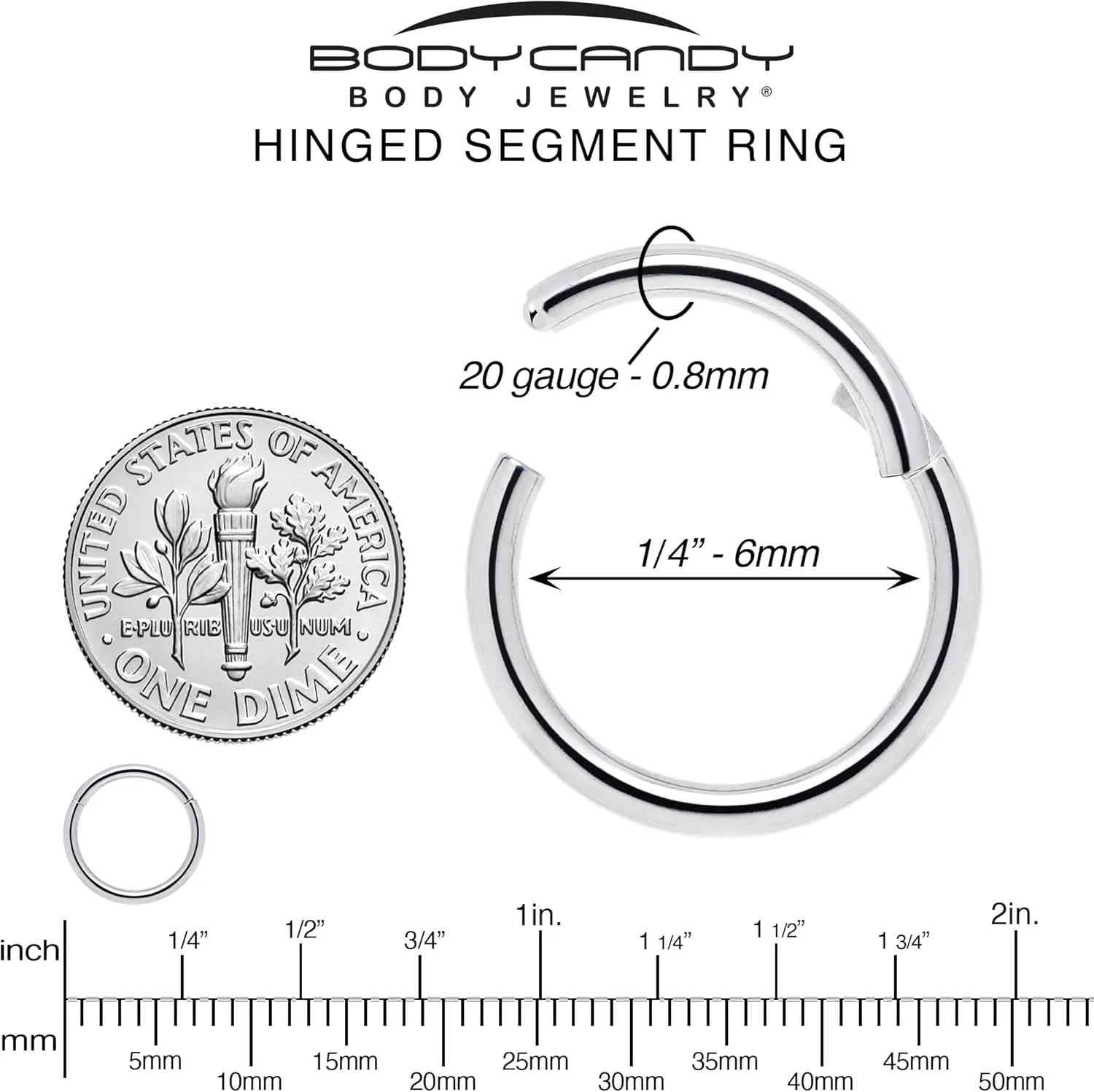 Body Candy Segment Hoop Nose Rings 16 Gauge 316l Surgical Steel Lip Ring Cartilage