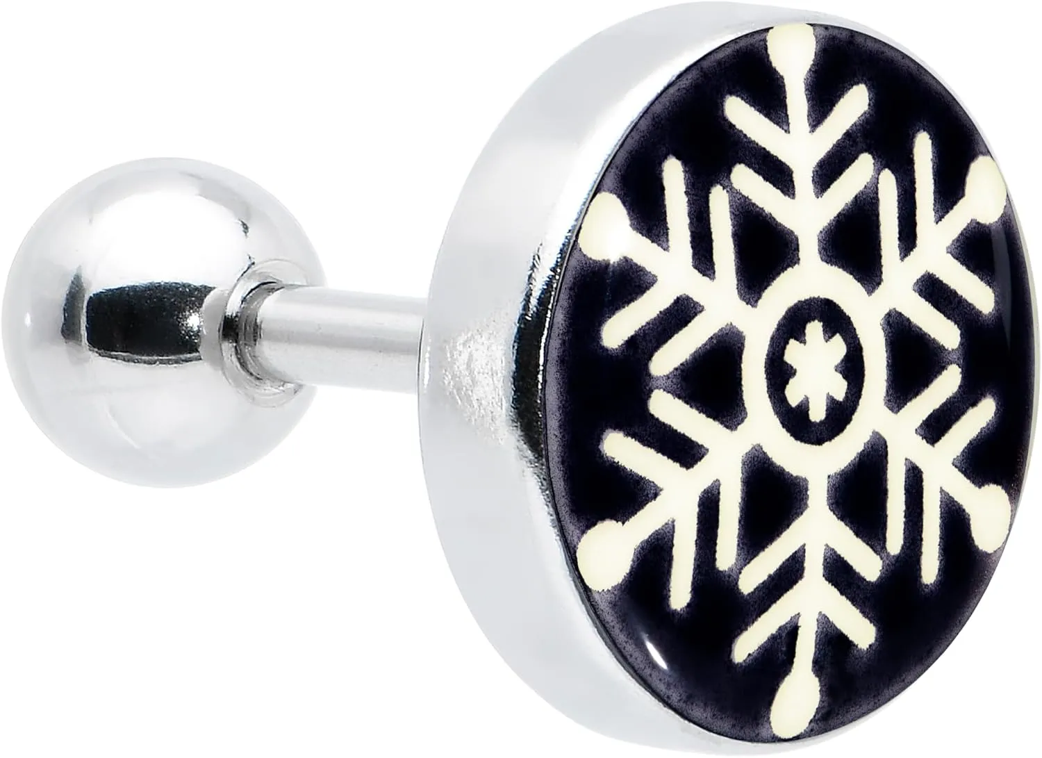 Body Candy Winter Holiday Glow in the Dark Christmas Snowflake Tragus Cartilage Earring