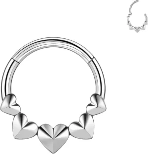 BodyAce 16G Septum Hoop Hinged Nose Rings, High Crafted Conch Helix Earrings for Women Men, Stainless Steel Septum Clickers Lip Piercing Labret Daith Rings