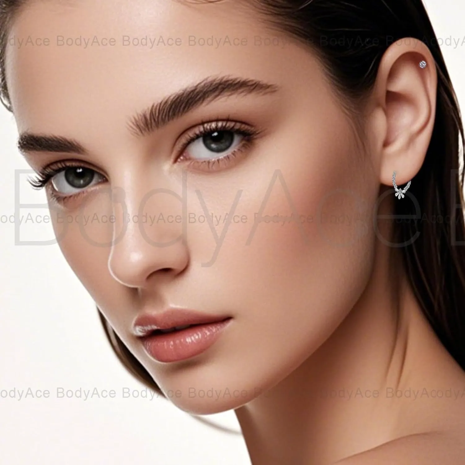 BodyAce 16G Septum Hoop Hinged Nose Rings, High Crafted Conch Helix Earrings for Women Men, Stainless Steel Septum Clickers Lip Piercing Labret Daith Rings