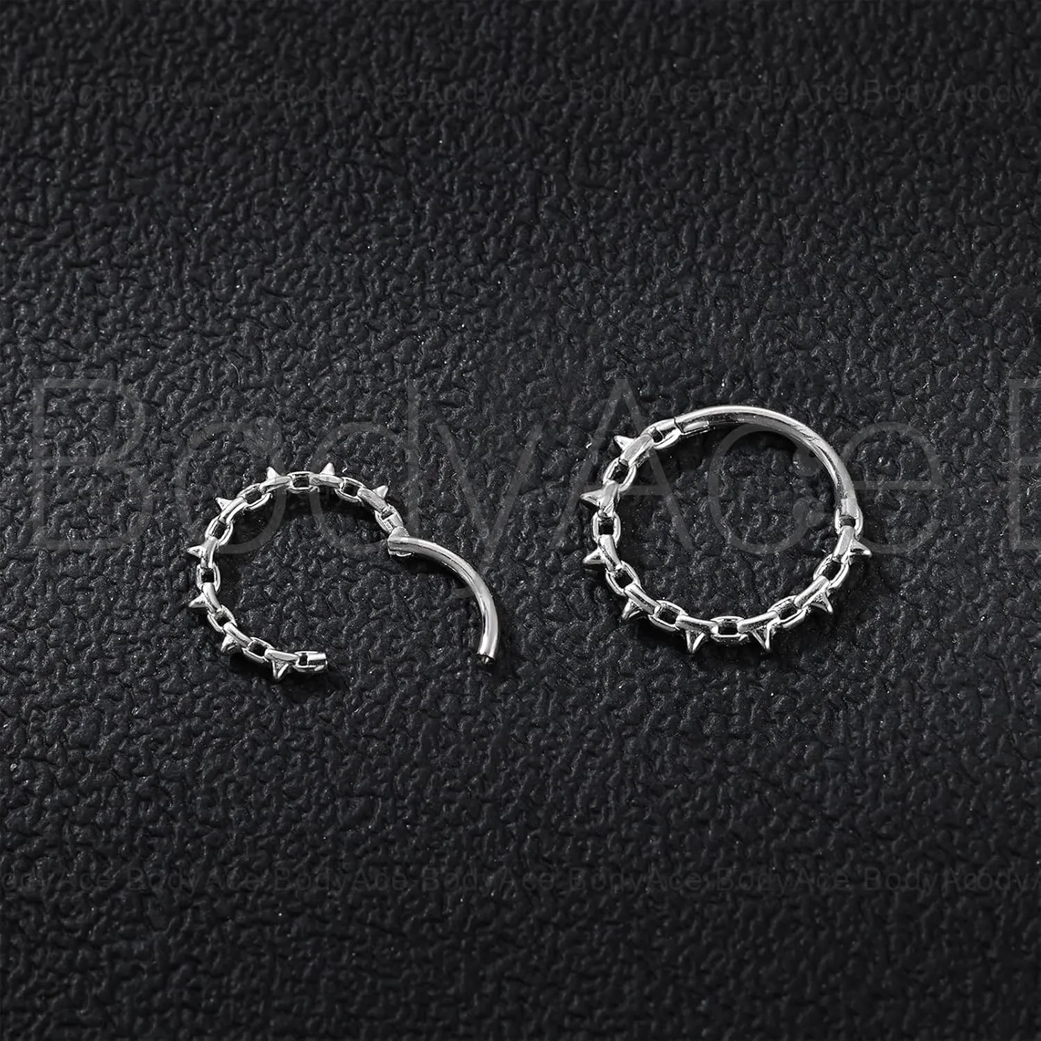 BodyAce 16G Septum Hoop Hinged Nose Rings, High Crafted Conch Helix Earrings for Women Men, Stainless Steel Septum Clickers Lip Piercing Labret Daith Rings
