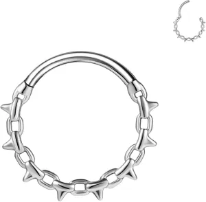 BodyAce 16G Septum Hoop Hinged Nose Rings, High Crafted Conch Helix Earrings for Women Men, Stainless Steel Septum Clickers Lip Piercing Labret Daith Rings