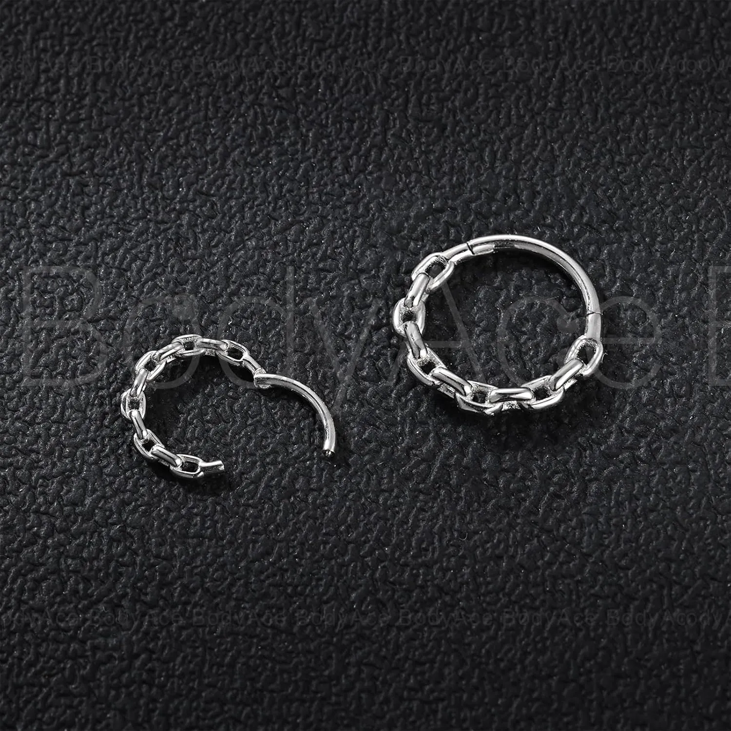 BodyAce 16G Septum Hoop Hinged Nose Rings, High Crafted Conch Helix Earrings for Women Men, Stainless Steel Septum Clickers Lip Piercing Labret Daith Rings