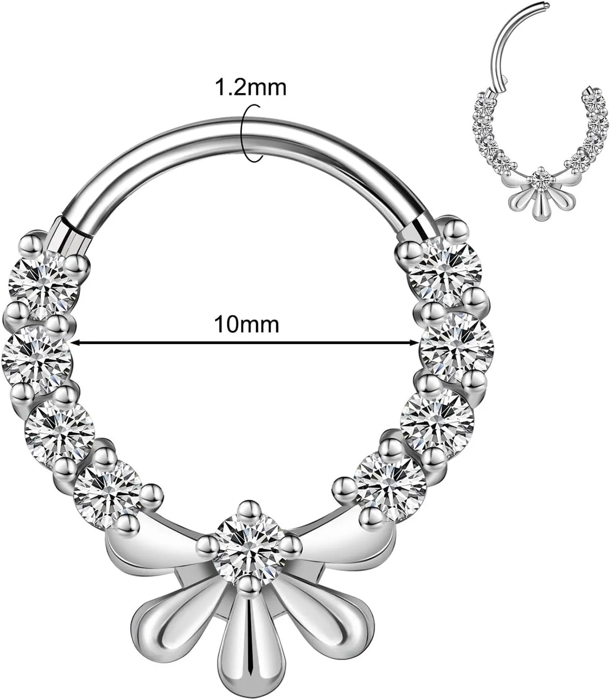 BodyAce 16G Septum Hoop Hinged Nose Rings, High Crafted Conch Helix Earrings for Women Men, Stainless Steel Septum Clickers Lip Piercing Labret Daith Rings