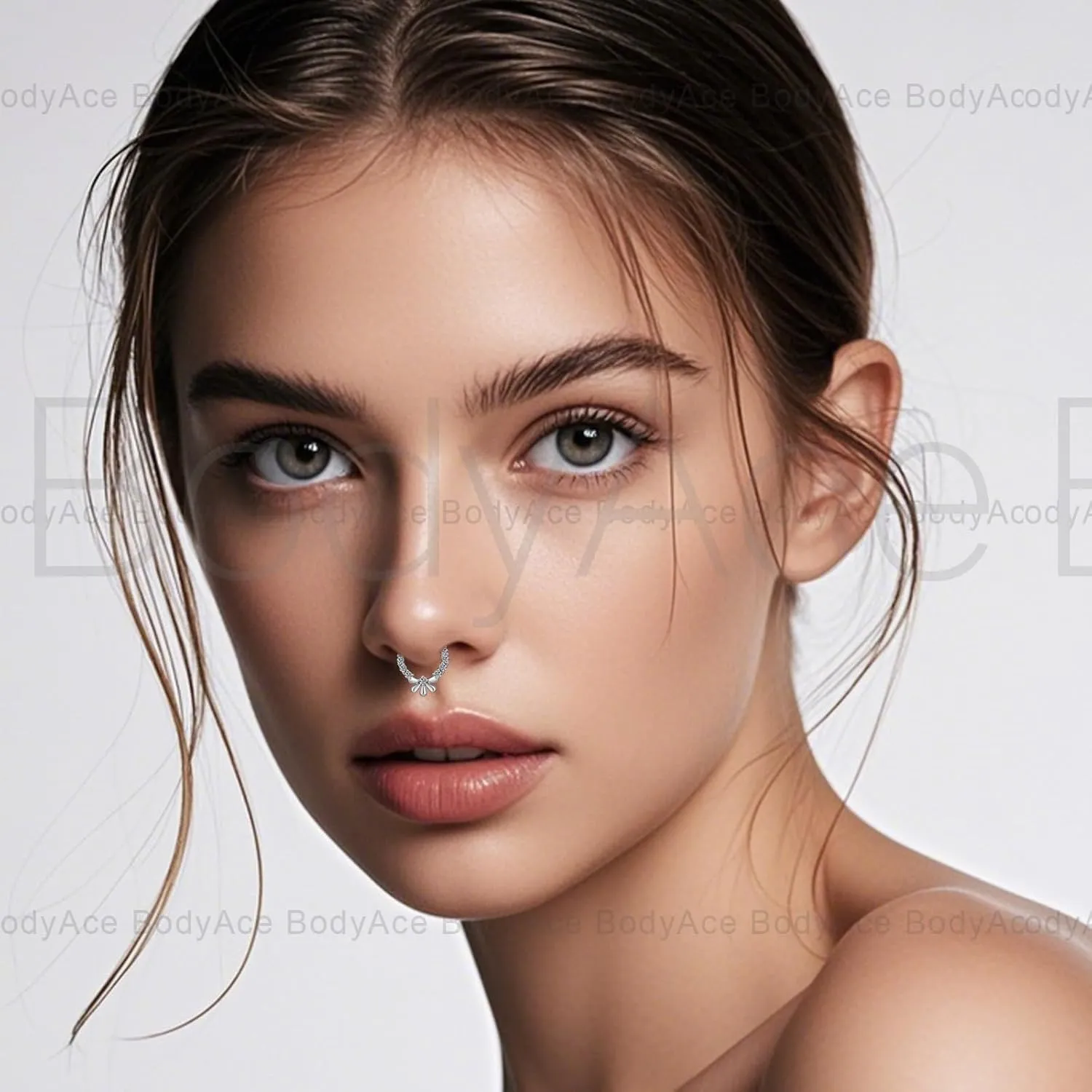 BodyAce 16G Septum Hoop Hinged Nose Rings, High Crafted Conch Helix Earrings for Women Men, Stainless Steel Septum Clickers Lip Piercing Labret Daith Rings