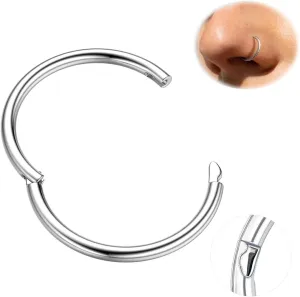 BodyBonita 2nd Gen Locking Nose Rings Hoops 316L Surgical Steel 16/18G Septum Lip Rings Conch Piercing Jewelry 7/8/9/10mm