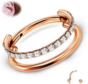 BodyBonita G23 Titanium Cartilage Earring Hoop Stacked Clicker 16G CZ Double/Triple Septum Rings Conch Piercing Jewelry Tragus Daith Helix Earrings Nose Rings Hoops for Women Silver/Gold 8mm 10mm 12mm