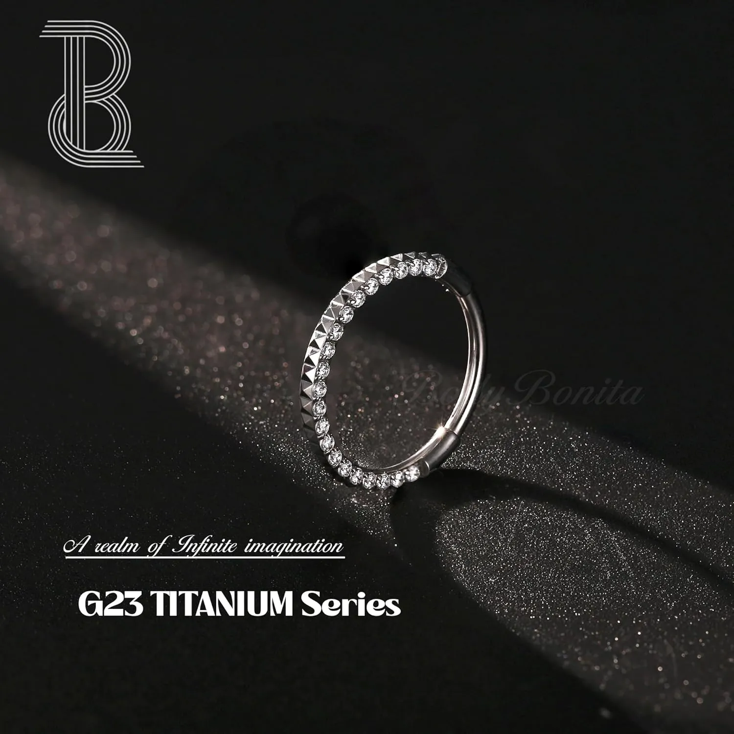 BodyBonita G23 Titanium Septum Rings - 16G Seamless Nose Rings Hoops Hinged Septum Jewelry Clear CZ Nose Piercings Helix Tragus Rook Daith Earrings for Women Men Silver 12mm