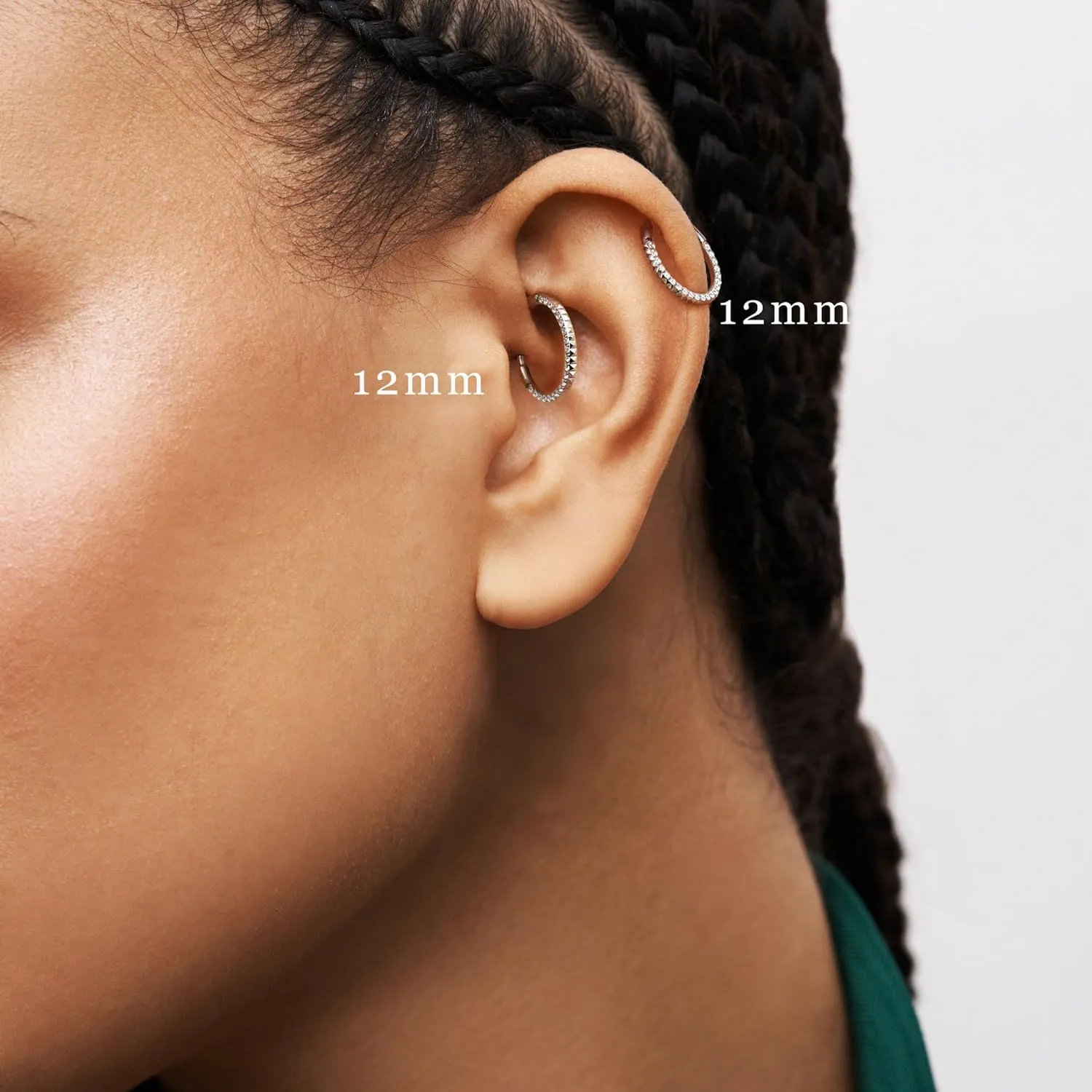 BodyBonita G23 Titanium Septum Rings - 16G Seamless Nose Rings Hoops Hinged Septum Jewelry Clear CZ Nose Piercings Helix Tragus Rook Daith Earrings for Women Men Silver 12mm