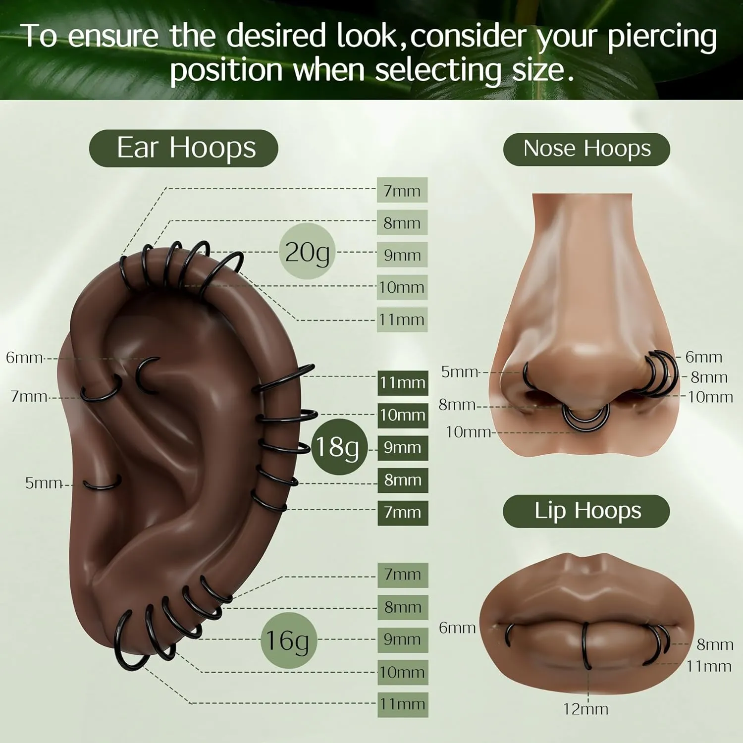 BodyBonita Hinged Nose Rings Hoops - 316L Surgical Steel Seamless Nose Piercing Jewelry Septum Clicker Lip Rings Cartilage Helix Daith Conch Tragus Rook Gold/Silver/Black/Rose Gold/Blue/Rainbow