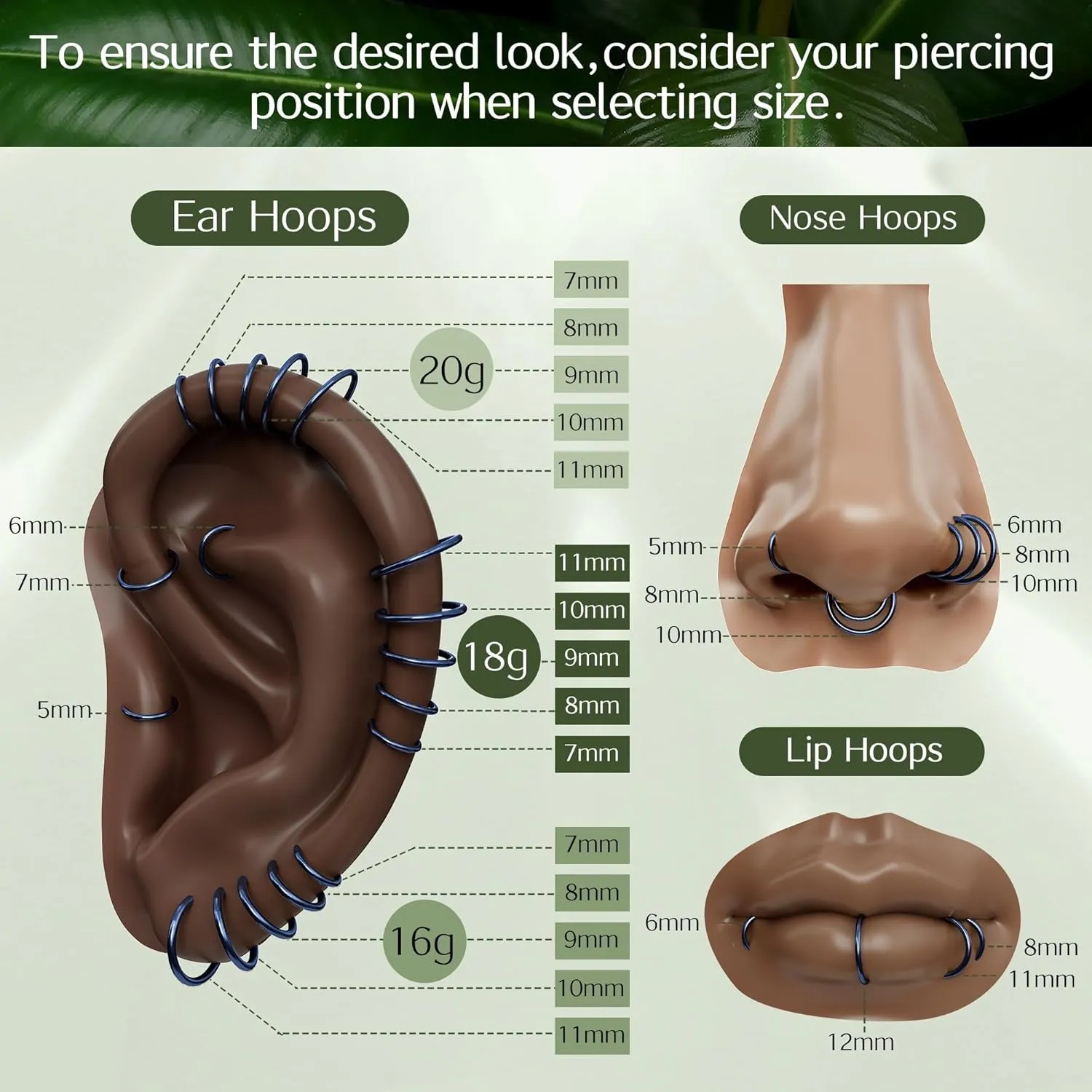 BodyBonita Hinged Nose Rings Hoops - 316L Surgical Steel Seamless Nose Piercing Jewelry Septum Clicker Lip Rings Cartilage Helix Daith Conch Tragus Rook Gold/Silver/Black/Rose Gold/Blue/Rainbow