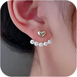 Boho CZ Ear Jacket Earrings for Women 14K Gold Plated Sterling Silver Bling Shiny Flower CZ Dangle Earring Front Back Tassel Drop Stud Earring Wedding Christmas Jewelry Gift