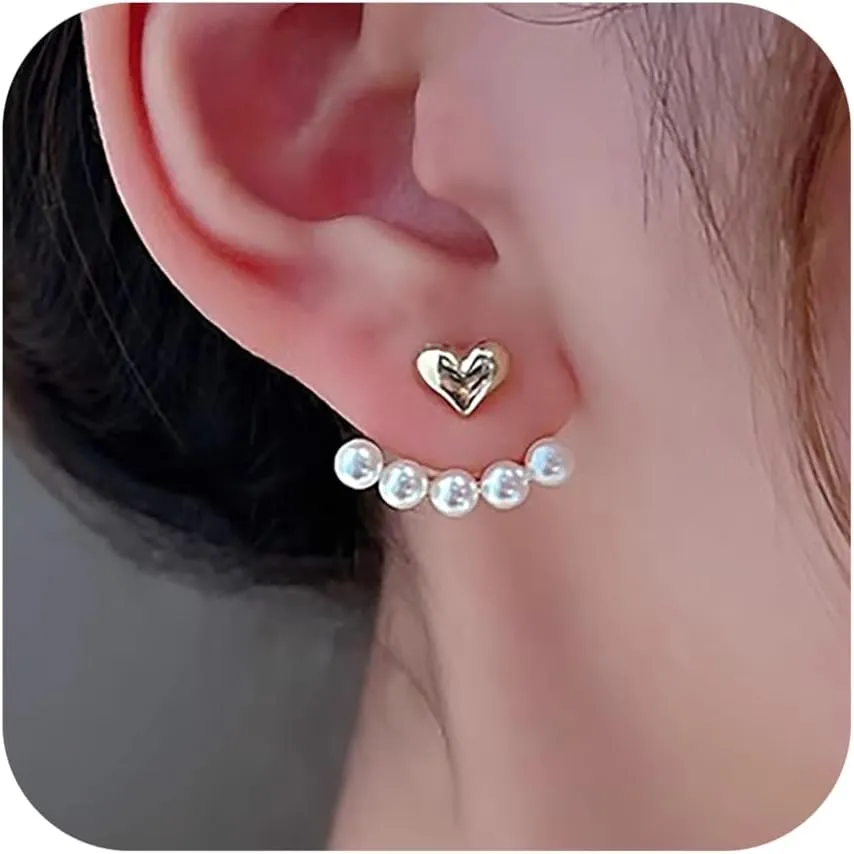 Boho CZ Ear Jacket Earrings for Women 14K Gold Plated Sterling Silver Bling Shiny Flower CZ Dangle Earring Front Back Tassel Drop Stud Earring Wedding Christmas Jewelry Gift