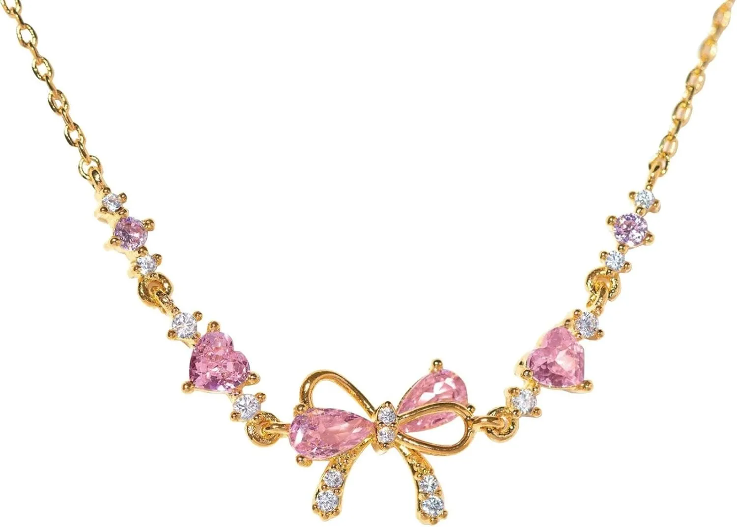 Bow Bracelet, Bow Zircon Bracelet, Adjustable Bow Beaded Chain Bracelet, Friendship Bracelets with White Pink Zircon, Women Trendy Bracelet Gift for Her