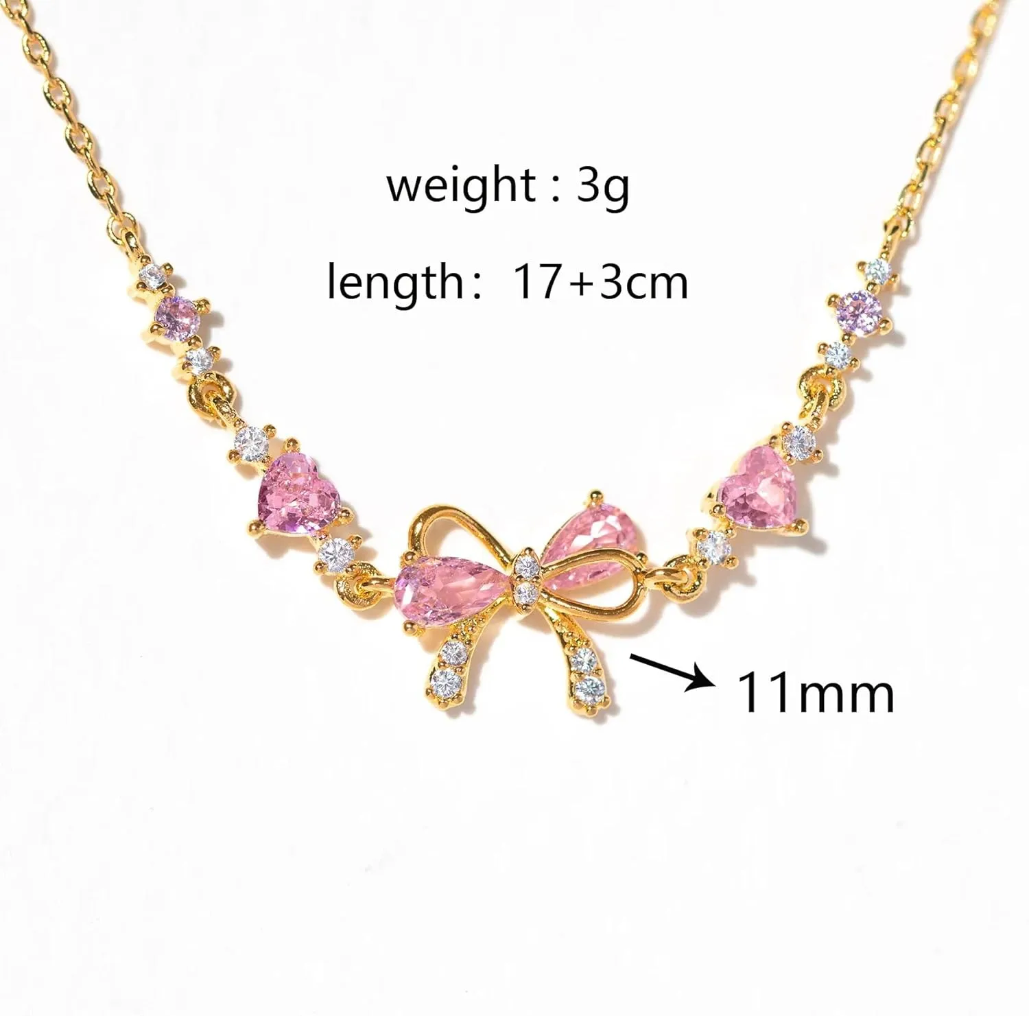 Bow Zircon Bracelet - Friendship is Like a Bow Adjustable Ribbon Bow Beaded Chain Bracelet Friendship Bracelets with White Pink Zircon Women Trendy Bracelet Gift for Her