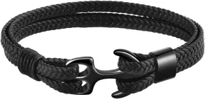 Bracelet for Men & Women, Handmade Cowhide Leather Wrap Bracelet, Multilayer Vintage Anchor Cuff Bracelet, 3 Sizes for Men/Women/Couples/Lovers/Partners