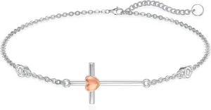 Bracelets for Women 925 Sterling Silver Mustard Seed/Clover/Sunflower/Rose Flower/Evil Eye/Star/Infinity/Turtle/Witches Knot/Celtic/Cross Bracelet Jewelry Gift for Women Mother Wife Sisters