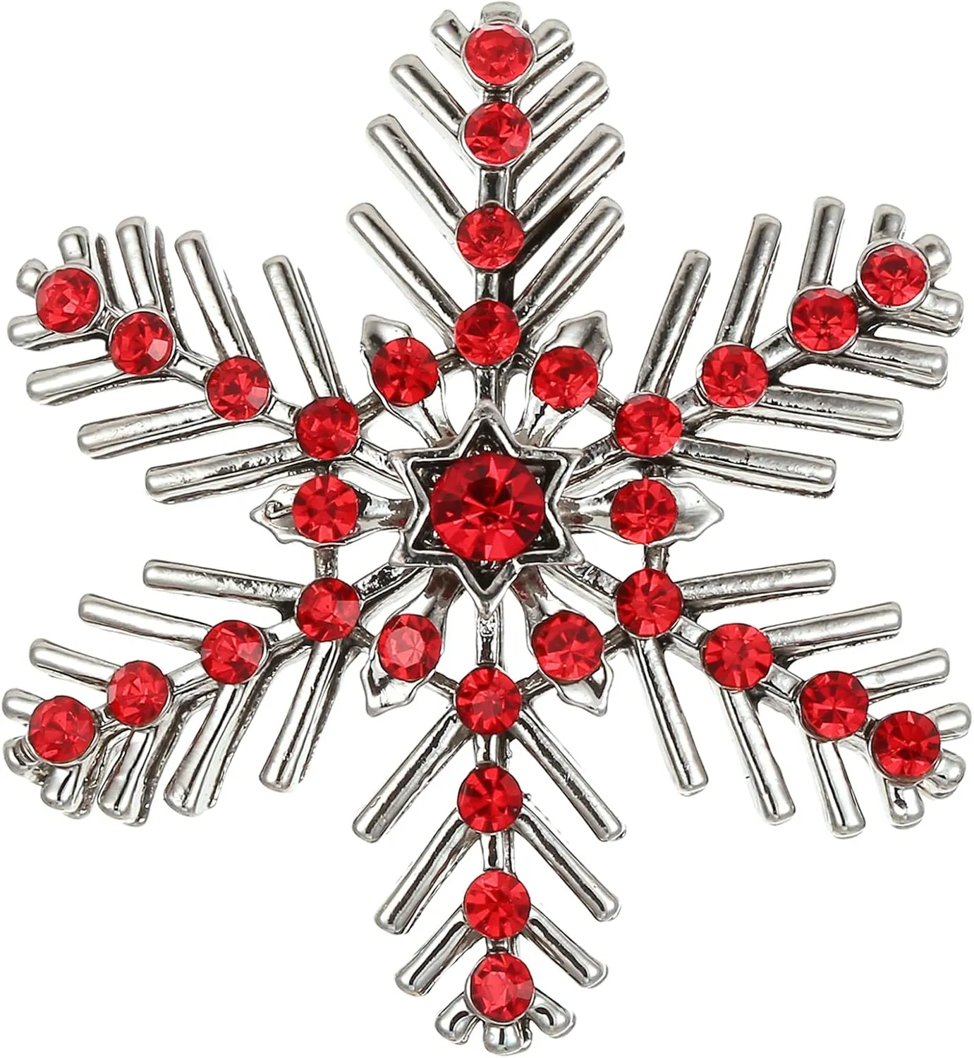 BriLove Xmas Christmas Winter Snowflake Brooch Pin Crystal Elegant Decorative Gift for Women