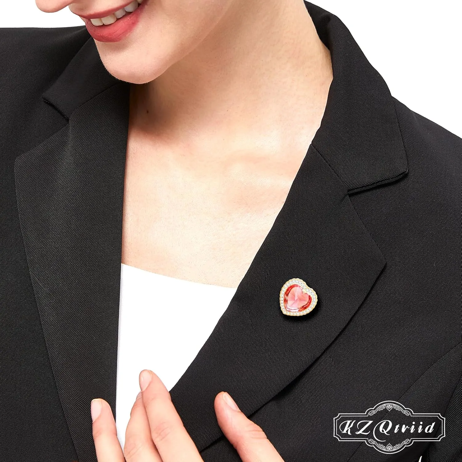 Brooches For Women,14k Gold Plated Copper,Love Brooch,Heart Brooches,Brooches Pin for Birthday, Christmas,Valentines, Wedding Parties, Anniversaries,Crystals Brooch