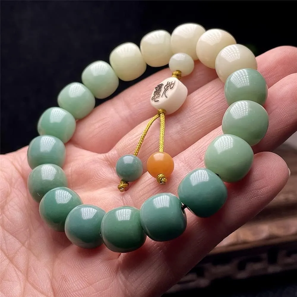 Buddhist prayer beads,Mala beads, Green Bodhi Root Single Circle Bracelets, Buddha Beads, Can Bring Good Luck, Wealth And Health, Suitable for Men And Women