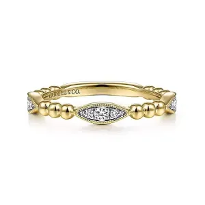 Bujukan Dainty Diamond Beaded Marquise Stacking Ring, 0.15 cttw