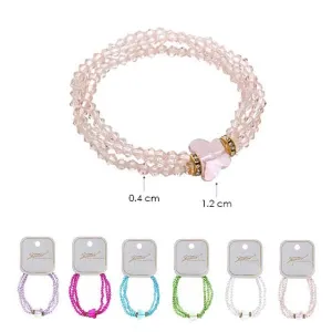 Butterfly 3Row Glass Bead Stretch Bracelets 5458 (12 units)
