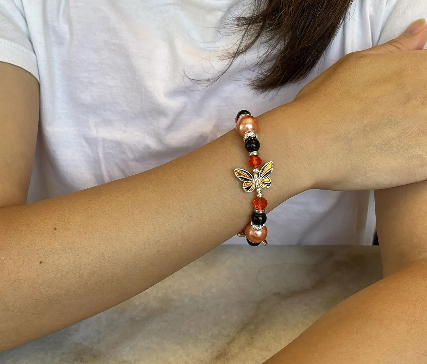 Butterfly Bracelet - Butterfly Jewelry Gift For Women Girls - Butterfly Lovers Gift Stretch Bangle