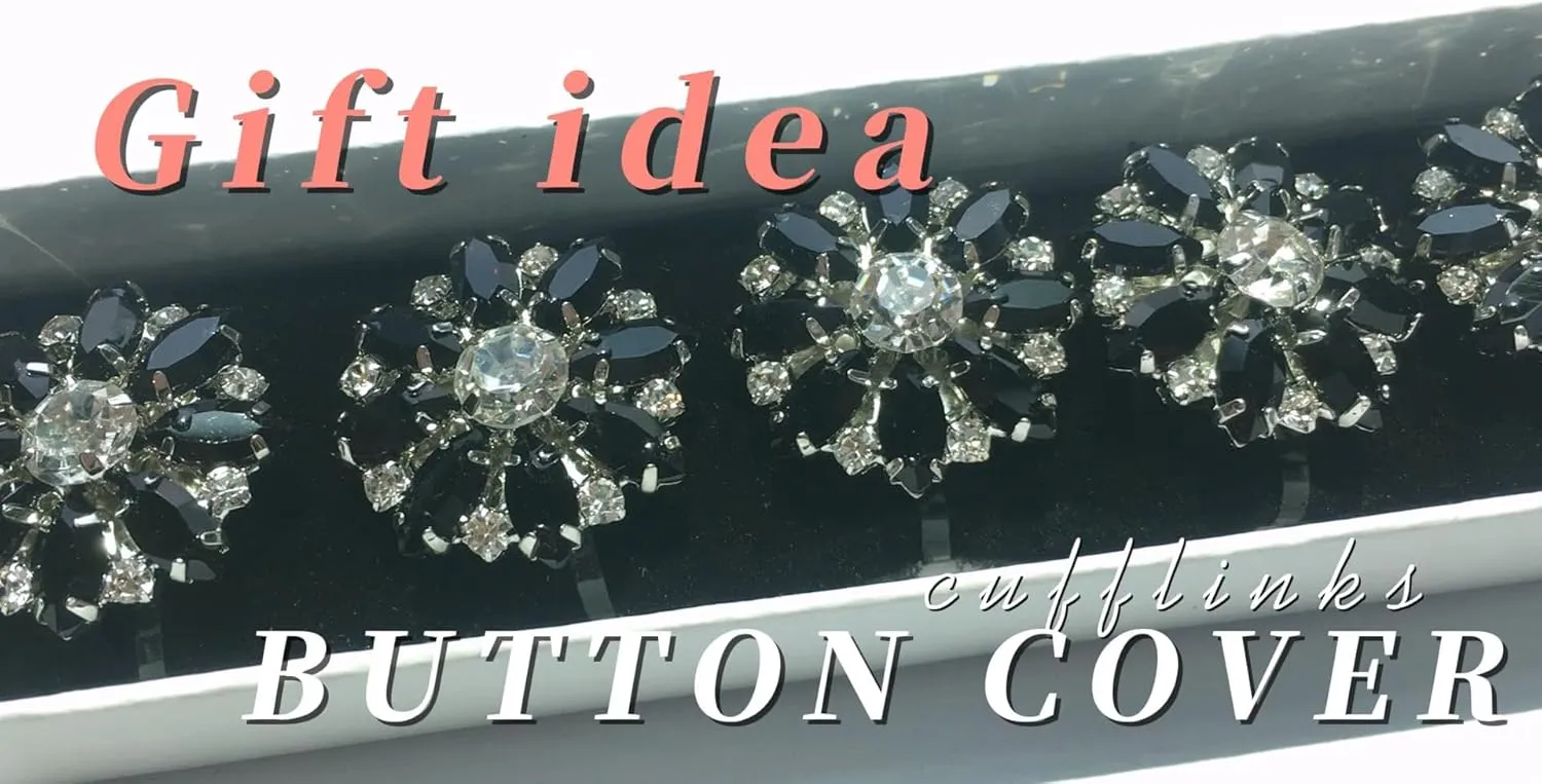 Button Covers for Women - Rhinestone Cufflinks for Shirt, Jeans, Tuxedo - Formal Business Accessories - Unique Idea - 1pc