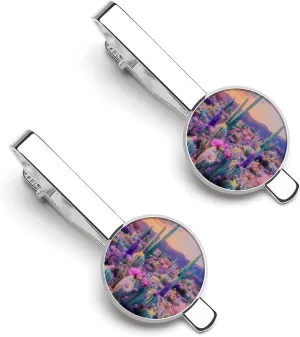 Cactus Succulent Mens Tie Clips Pin Unique Tie Bars for Wedding Anniversary Holiday Gifts 5.5x2.2cm