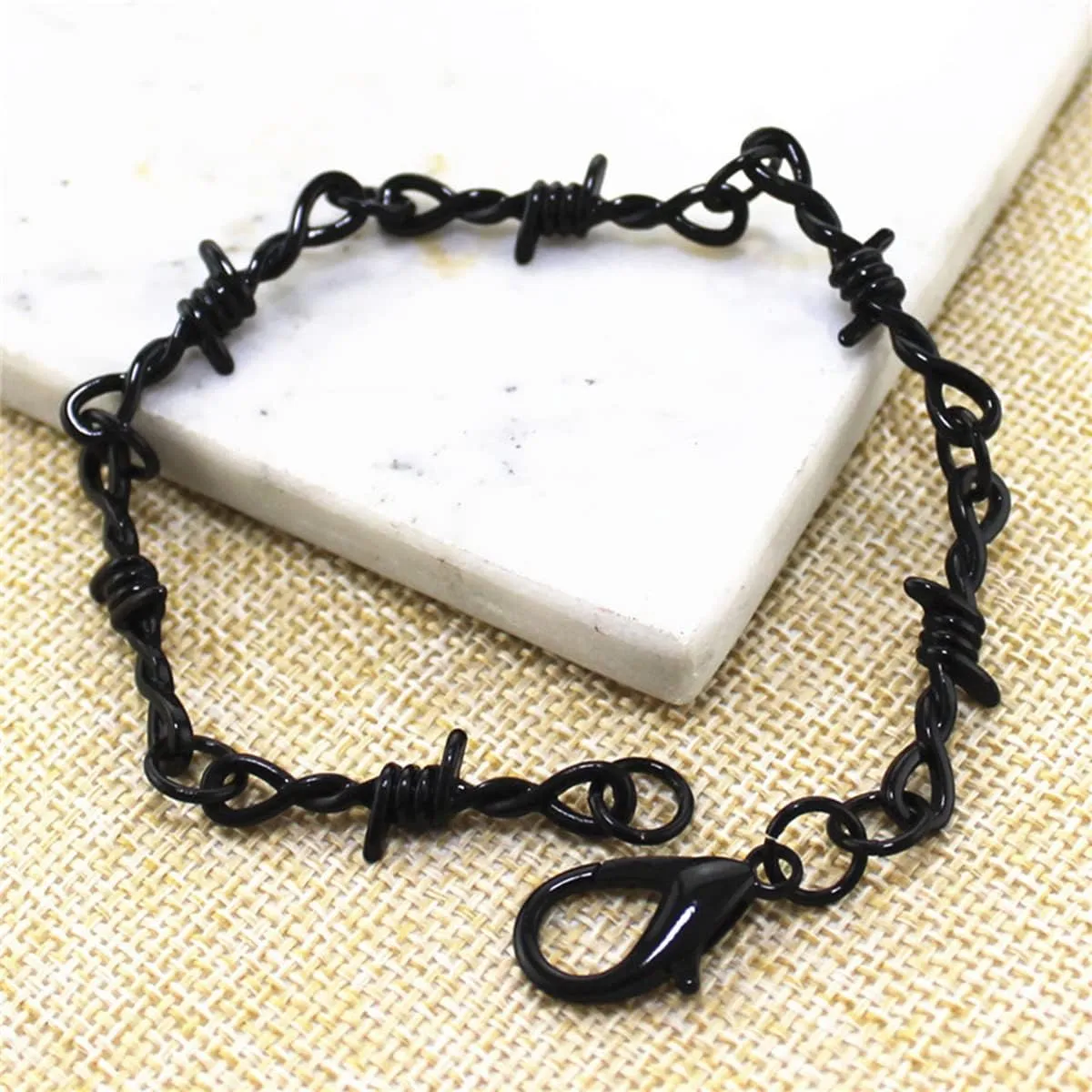 Caiyao Gothic Punk Barbed Wire Thorns Bracelet Thick Thin Chunky Brambles Link Chain Bracelet Hip Hop Rock Cool Girl Boy Adjustable Thorns Bracelet for Women Men Delicate Jewelry