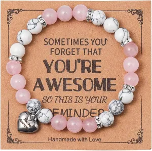 Caiyao Inspirational Handmade Adjustable Bracelet Gifts Stress Relief Natural Stone Beads Best Birthday Thanksgiving Day Friendship Unique Jewelry for Women Men
