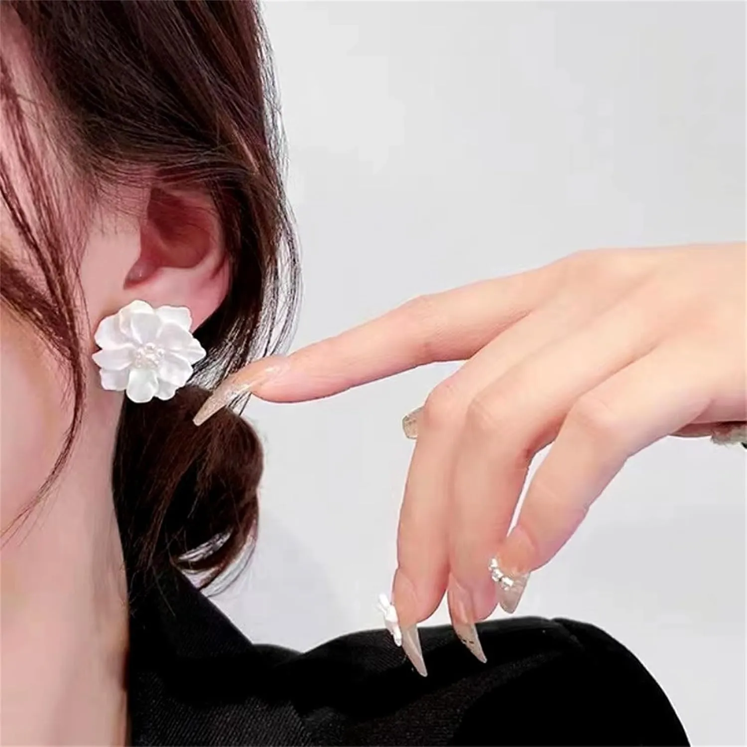 Camellia Flower Pearl Stud Earrings Boho Elegant White Pink Rose Floral Flowers Simulated Pearls Beads Lightweight Earrings for Women Wedding Bridal Birthday Party Spring Summer Holiday Jewelry Gifts