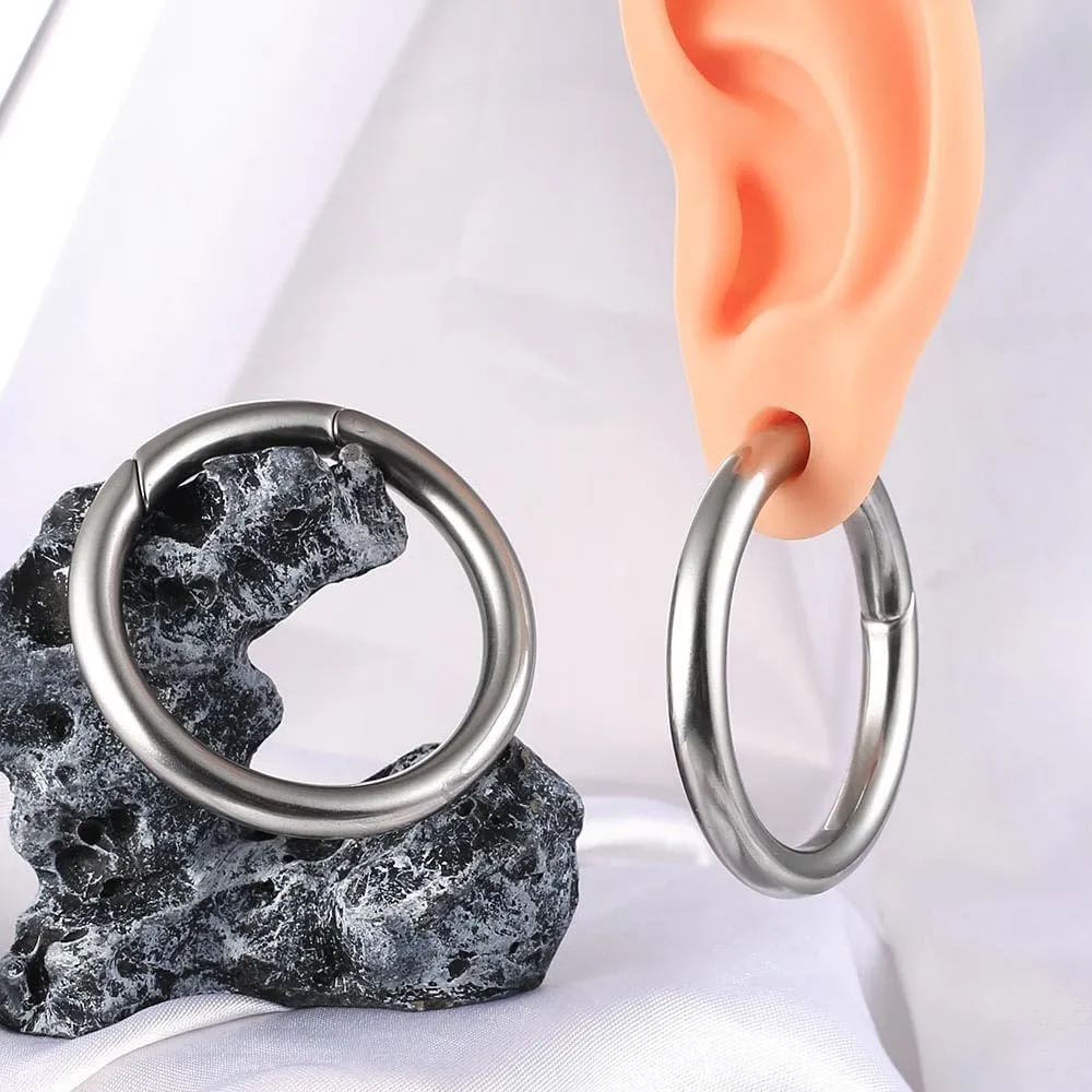 Casvort 2 PCS Womens Anti-allergic Elegant Hoop Heart Ear Hangers Weights 316 Stainless Steel Ear Plugs Body Piercing Jewelry Women Dangle Gauges Tunnles