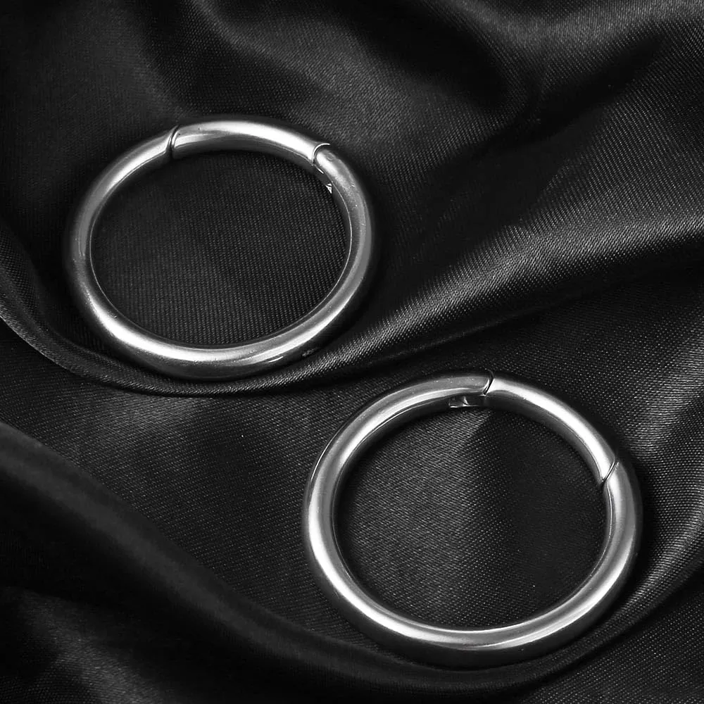 Casvort 2 PCS Womens Anti-allergic Elegant Hoop Heart Ear Hangers Weights 316 Stainless Steel Ear Plugs Body Piercing Jewelry Women Dangle Gauges Tunnles