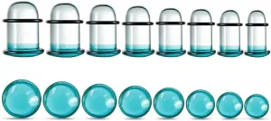 Casvort Unique 0.5mm Increments 14G-00g Comfy Pain-free Single Flare Glass Dead Stretching Plugs, Hypoallergenic Body Piercing Tapers, Pierced Ear Lobe Stretching Kits.