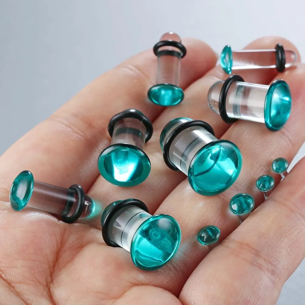 Casvort Unique 0.5mm Increments 14G-00g Comfy Pain-free Single Flare Glass Dead Stretching Plugs, Hypoallergenic Body Piercing Tapers, Pierced Ear Lobe Stretching Kits.