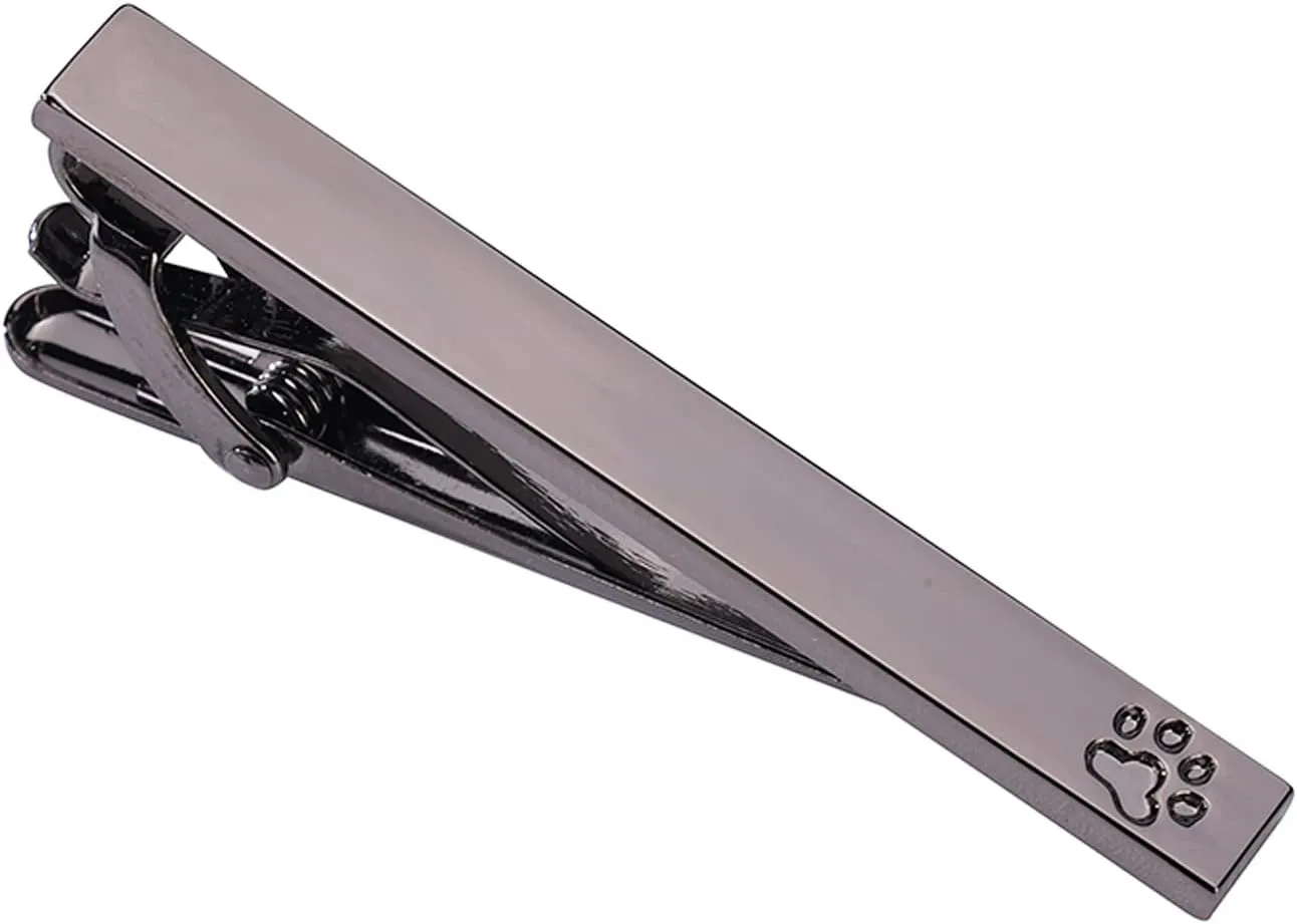 Cat Paw Tie Clip for Men Stainless Steel Silver Black Unique Tie Bar Personalized Gift Box