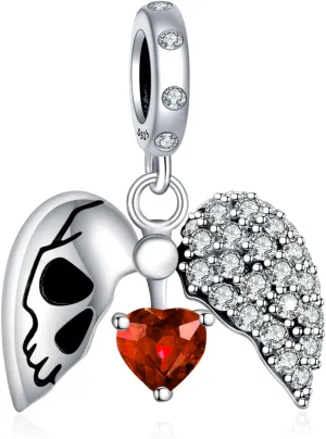 Charms Beads 925 Sterling Silver Flower safety chains Mom Heart Graduation Dangle Pendant with 5A Cubic fits for Charms Bracelets for Woman Mother's Day Christmas Birthday Gift