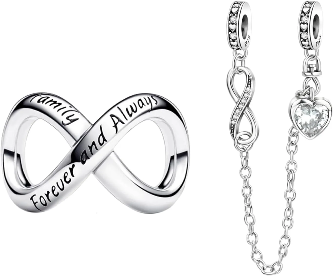 Charms Beads 925 Sterling Silver Flower safety chains Mom Heart Graduation Dangle Pendant with 5A Cubic fits for Charms Bracelets for Woman Mother's Day Christmas Birthday Gift