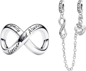 Charms Beads 925 Sterling Silver Flower safety chains Mom Heart Graduation Dangle Pendant with 5A Cubic fits for Charms Bracelets for Woman Mother's Day Christmas Birthday Gift