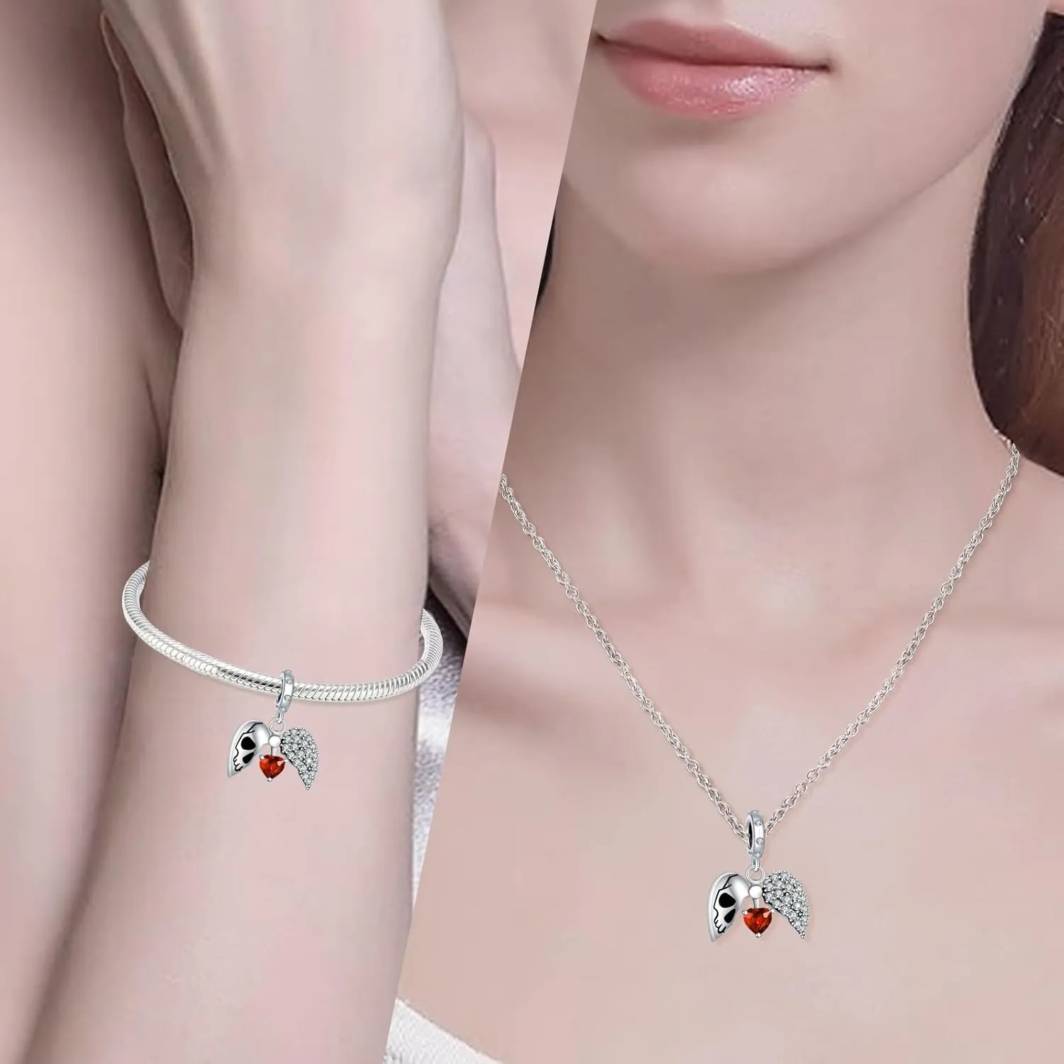Charms Beads 925 Sterling Silver Flower safety chains Mom Heart Graduation Dangle Pendant with 5A Cubic fits for Charms Bracelets for Woman Mother's Day Christmas Birthday Gift