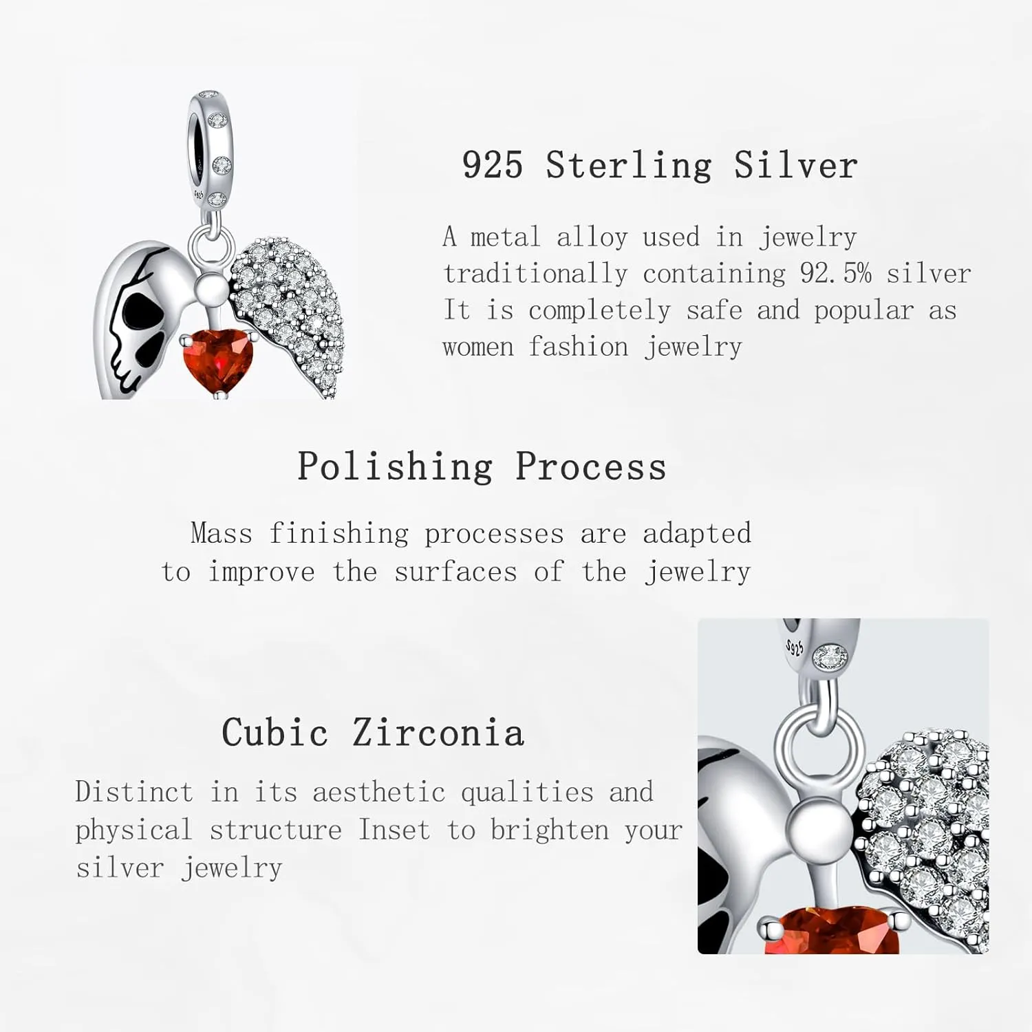 Charms Beads 925 Sterling Silver Flower safety chains Mom Heart Graduation Dangle Pendant with 5A Cubic fits for Charms Bracelets for Woman Mother's Day Christmas Birthday Gift