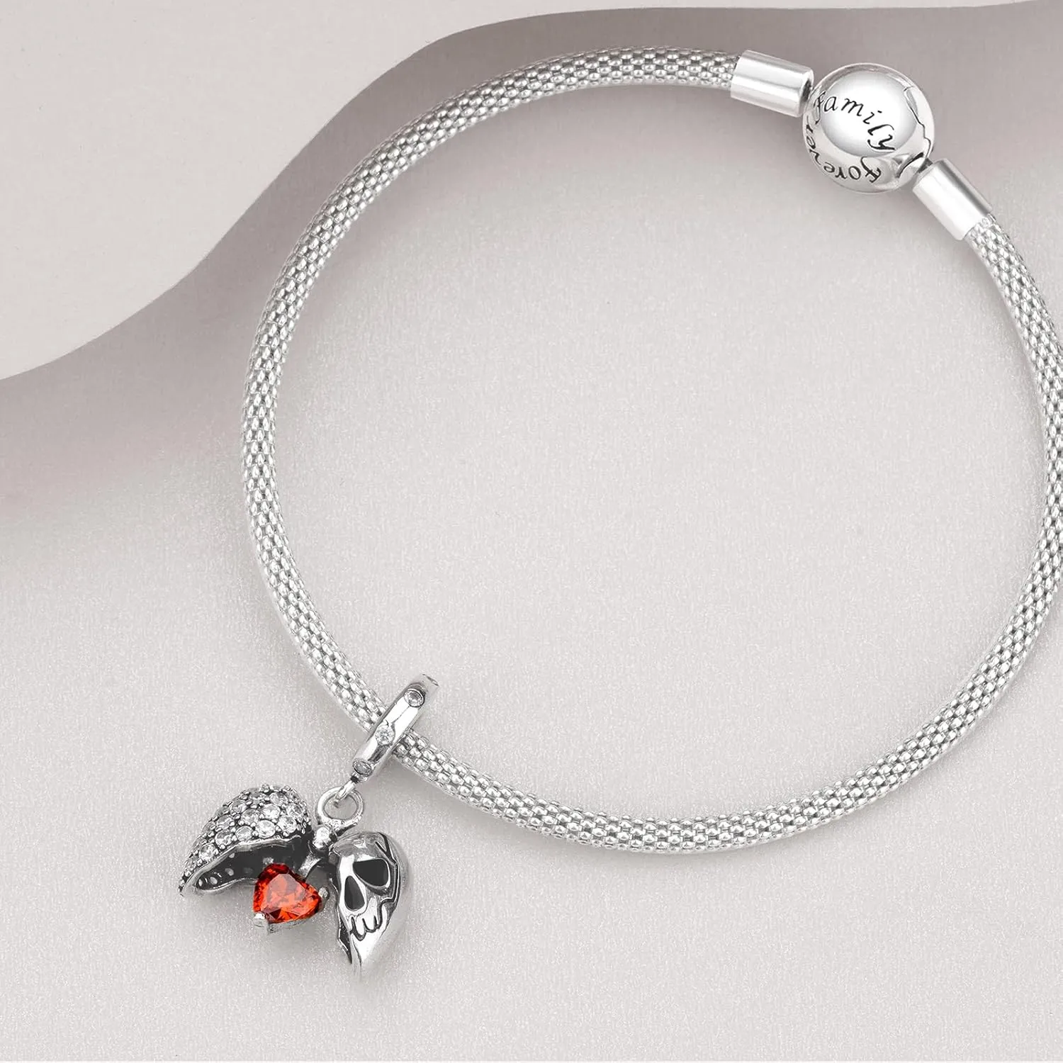 Charms Beads 925 Sterling Silver Flower safety chains Mom Heart Graduation Dangle Pendant with 5A Cubic fits for Charms Bracelets for Woman Mother's Day Christmas Birthday Gift